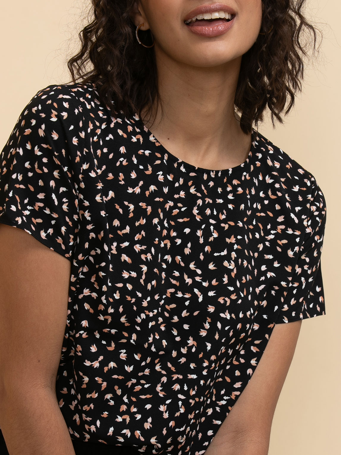 Lydia Short Sleeve Button-Back Blouse