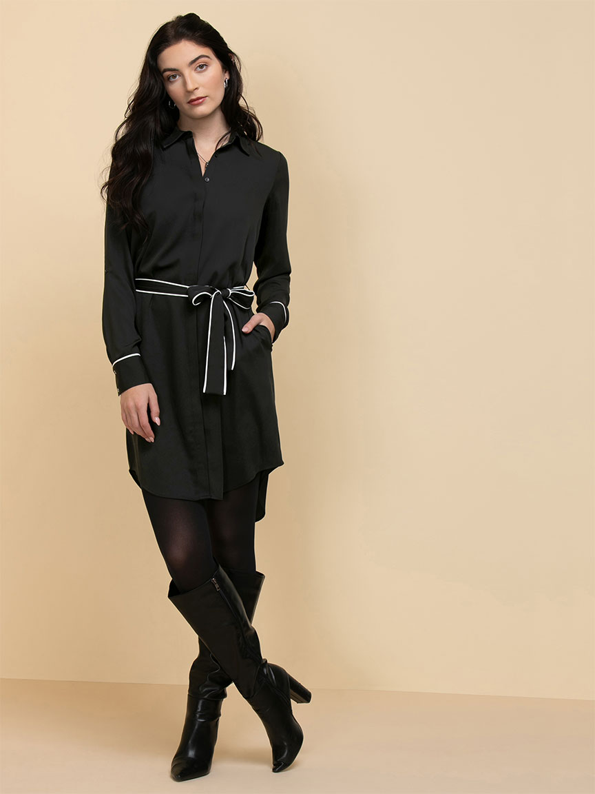 Long Sleeve Belted Shirtdress