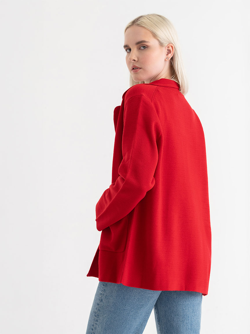 Notched Lapel Blazer Sweater