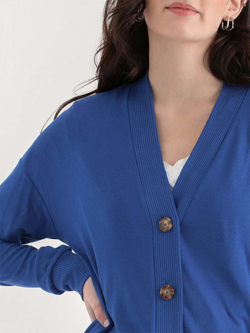 Long Button-Front Cardigan