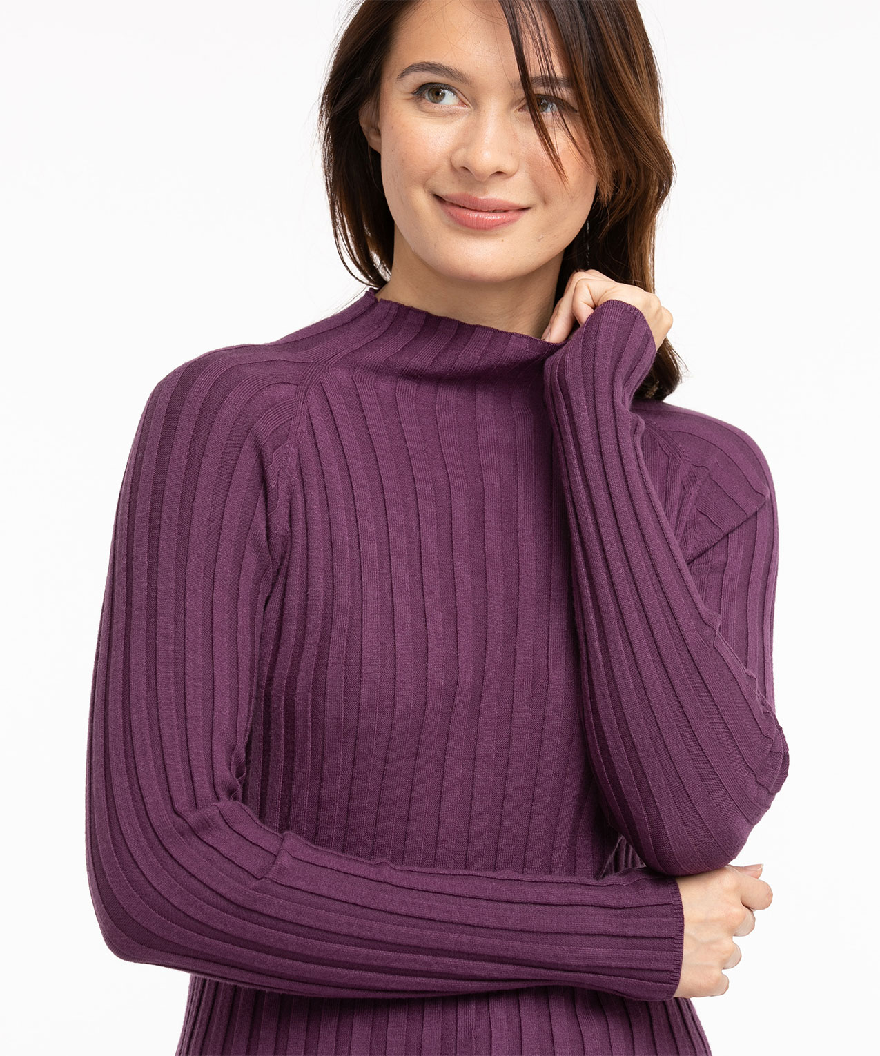 EcoVero™ Mock Neck Ribbed Sweater