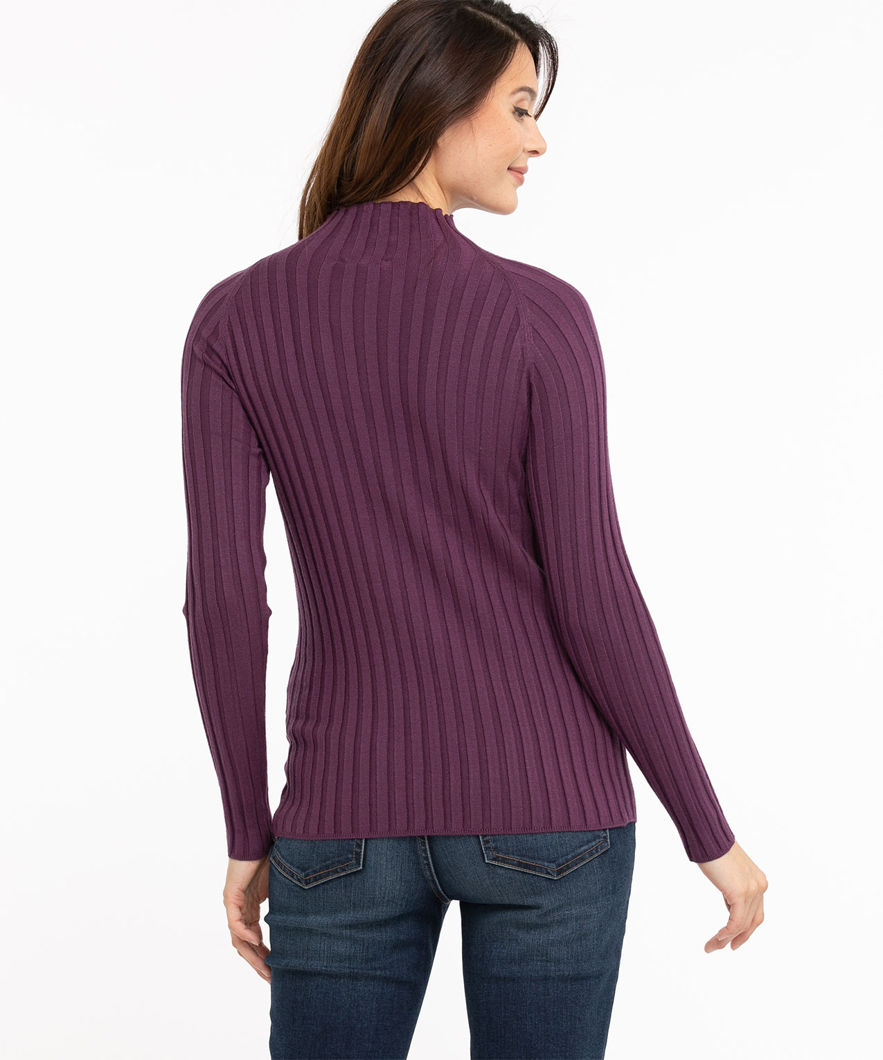EcoVero™ Mock Neck Ribbed Sweater
