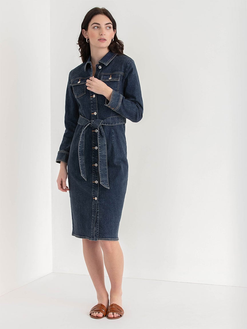 Long Sleeve Denim Midi Dress