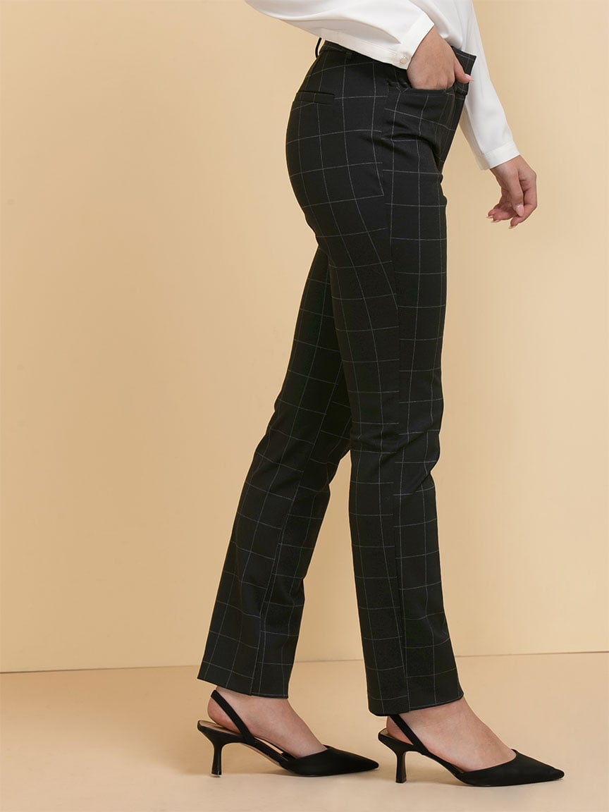 Spencer Straight Leg Pants Windowpane Luxe Ponte