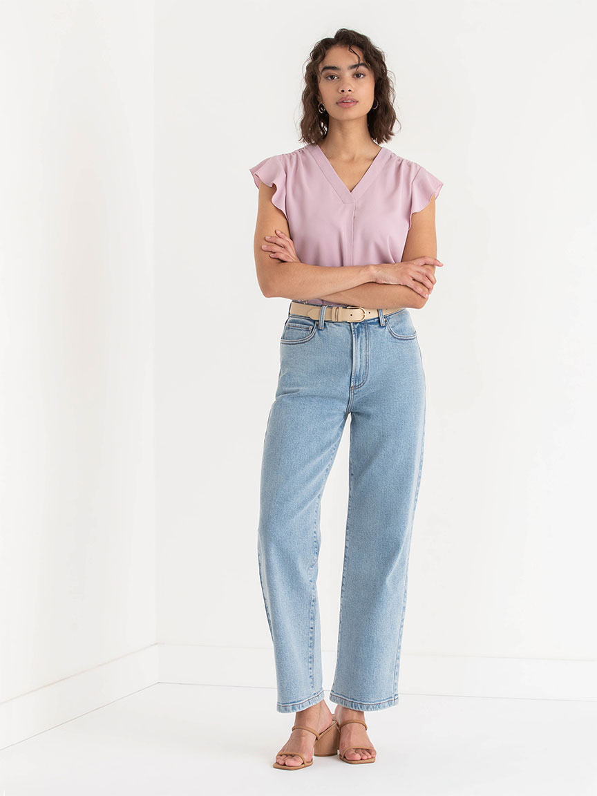 Flutter Sleeve V-Neck Blouse