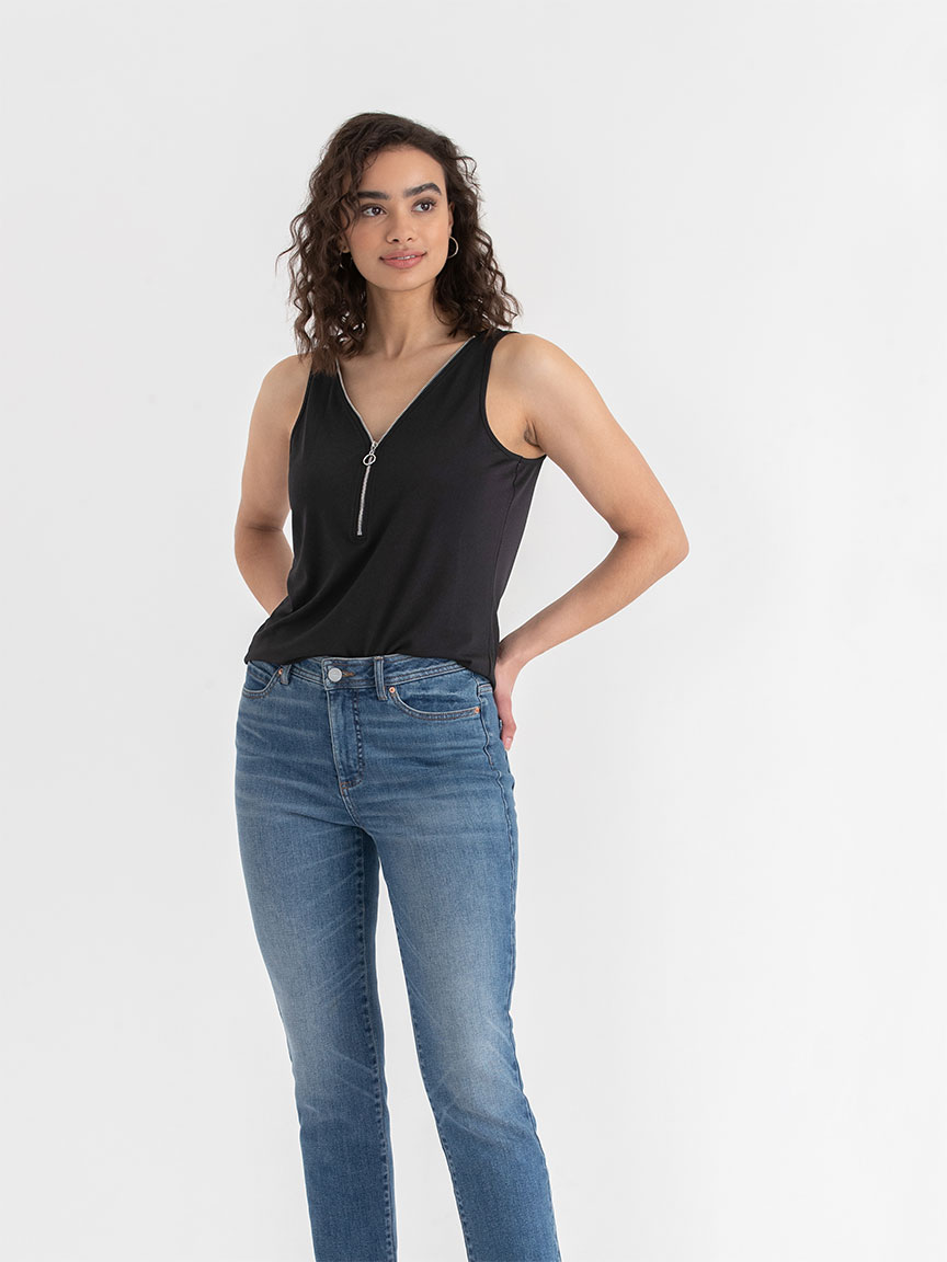 Sleeveless Zip Front Tank