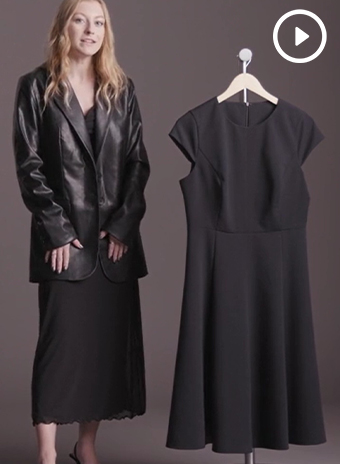 Short Sleeve High Neck Fit & Flare Dress