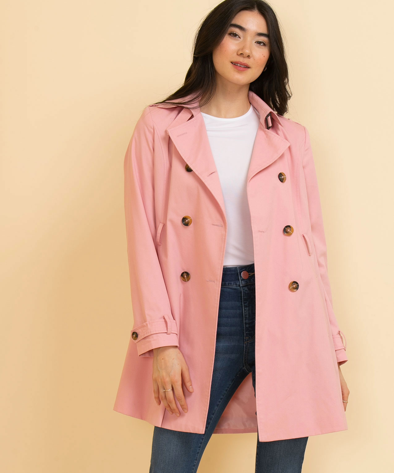 Belted Double Breasted Trench Coat