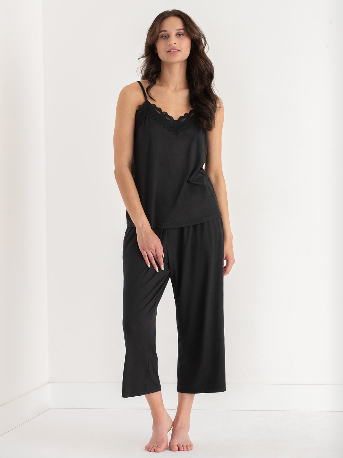 Lace Trim Cami with Crop Pant Sleepset
