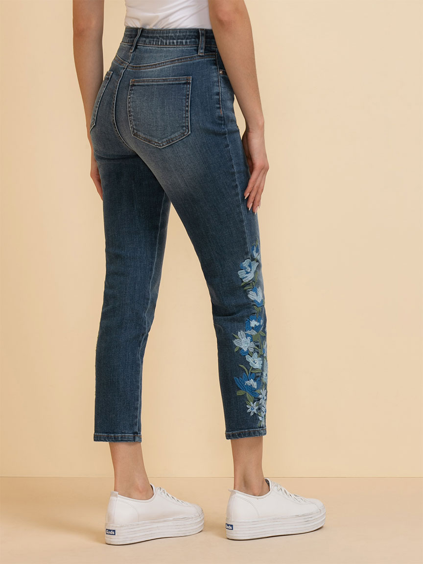 Skylar Skinny Ankle Jeans with Embroidery