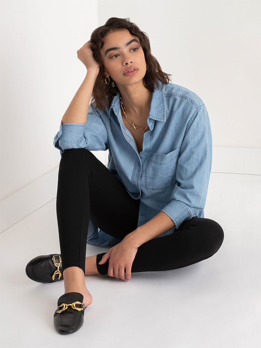 Relaxed Tunic Length Button Up Shirt