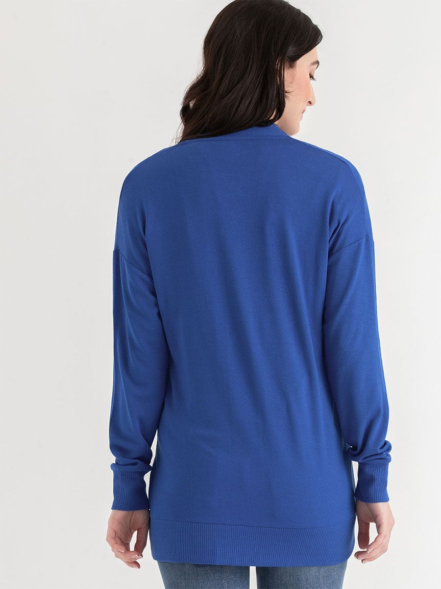 Long Button-Front Cardigan