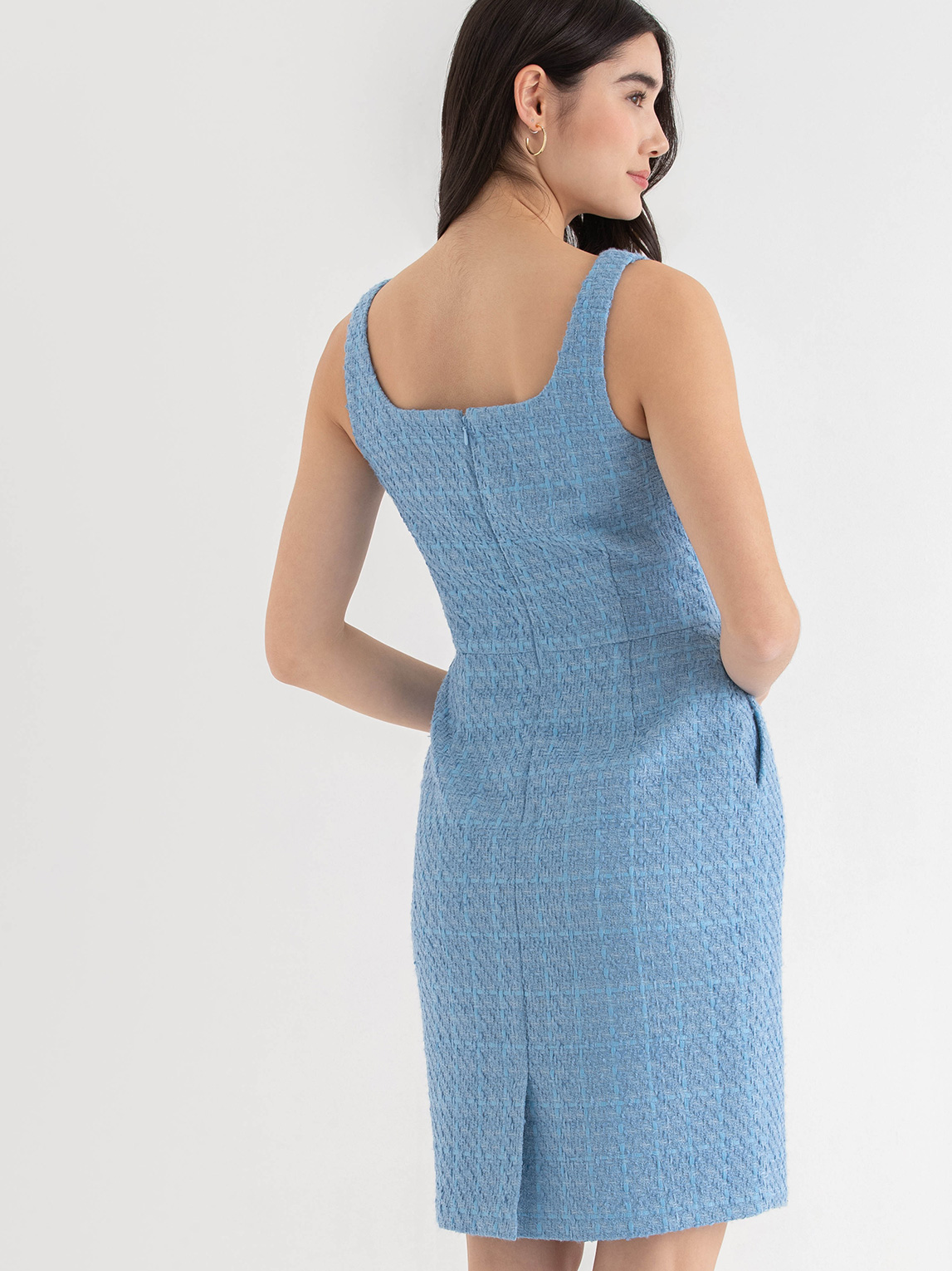 Square Neck Boucle Dress