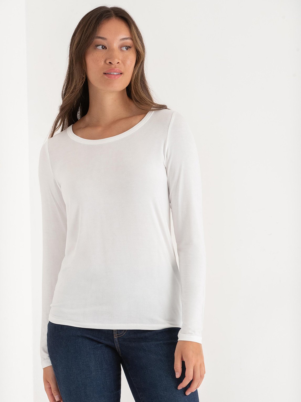 Modal Long Sleeve Scoop Neck Top
