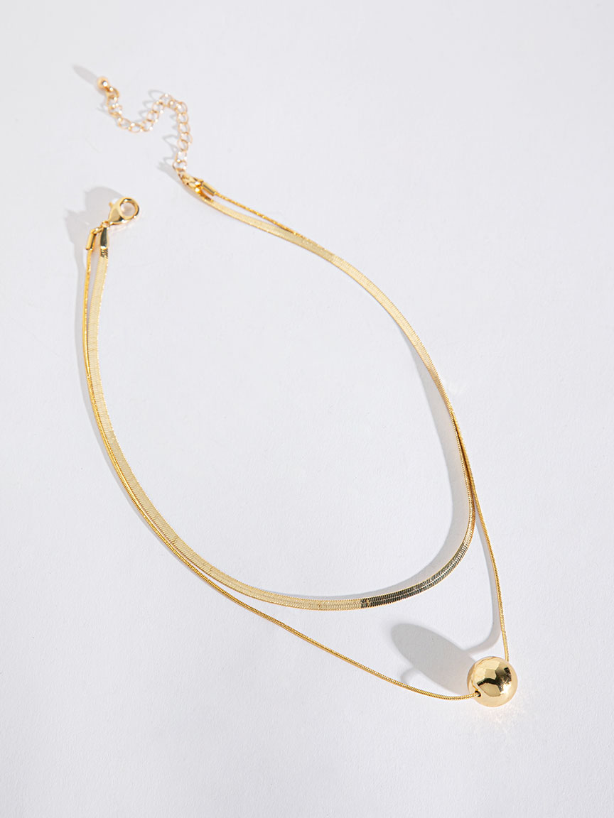 14K Gold Plated Sphere Pendant Layered Necklace