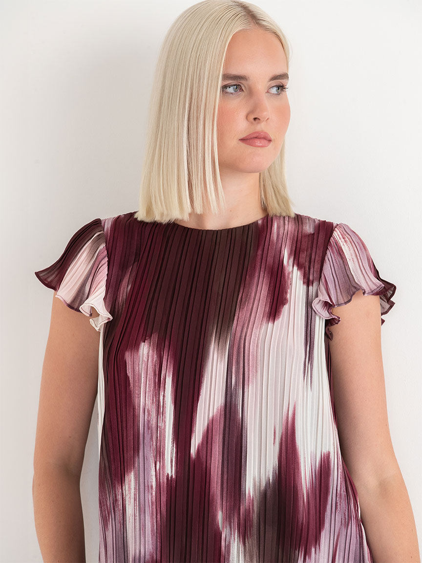 Short Sleeve Pleated Chiffon Blouse
