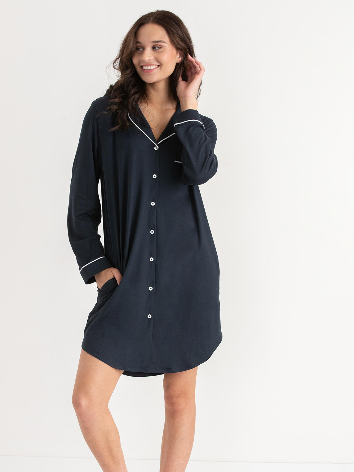 Long Sleeve Button-Down Sleep Shirt
