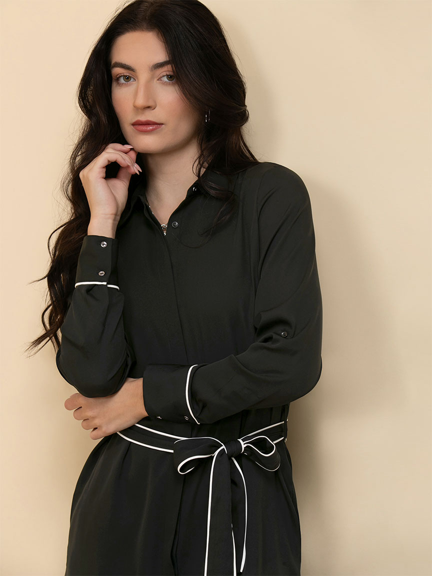 Long Sleeve Belted Shirtdress