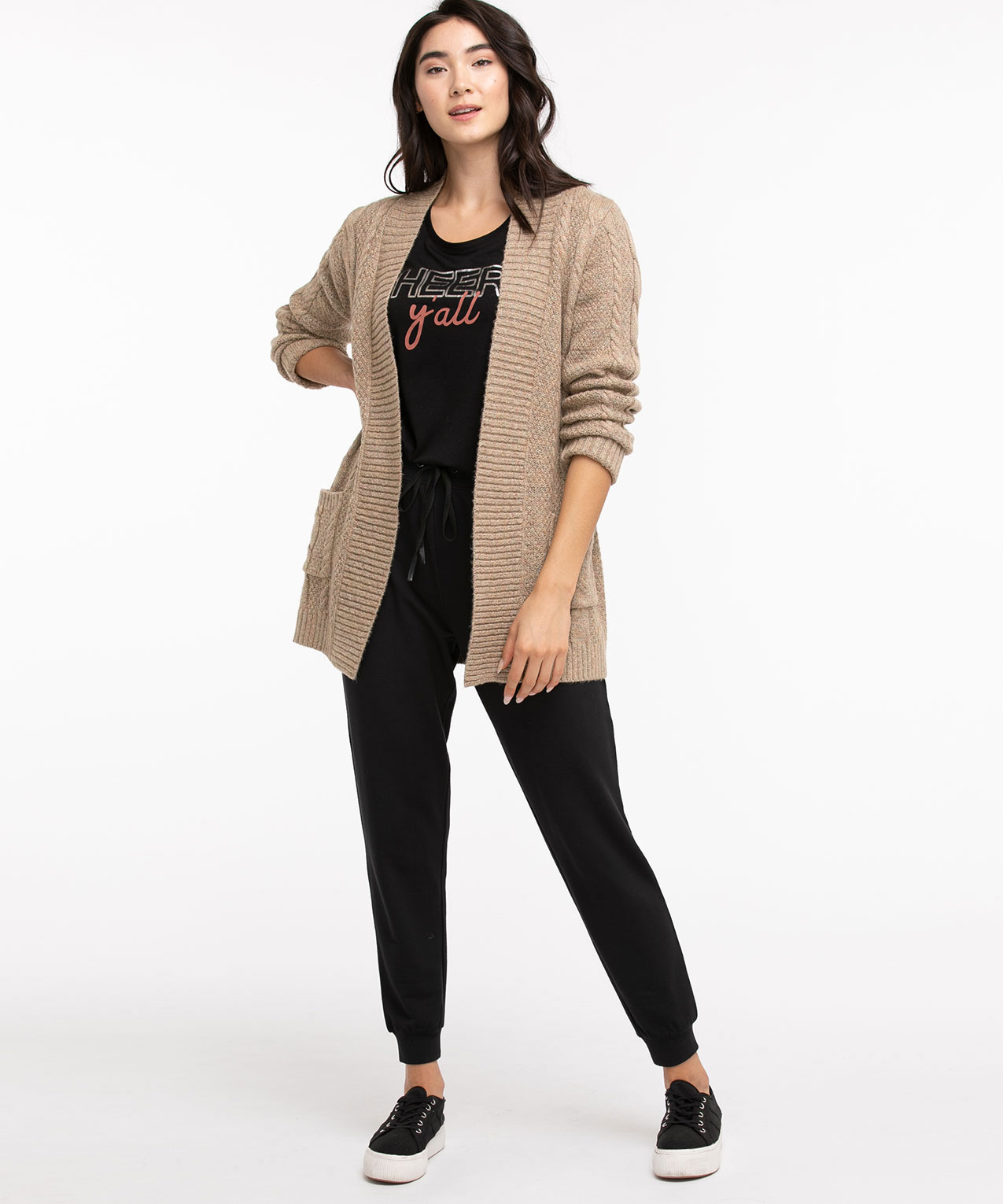 Patch Pocket Cable Knit Cardigan