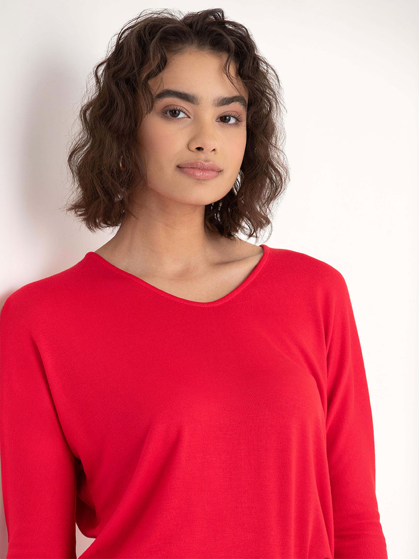 Easy V-Neck Hacci Knit Top
