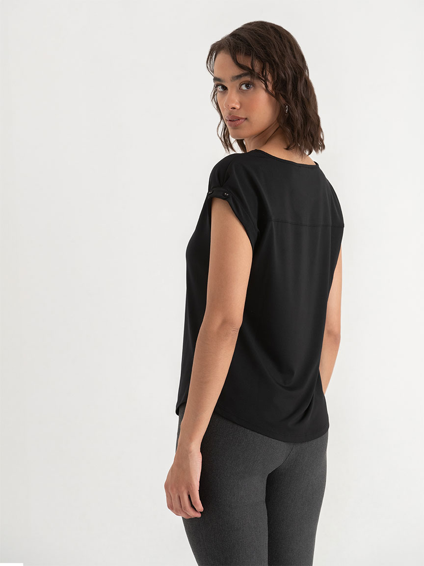 Sydney Scoop Neck Tab Sleeve Top