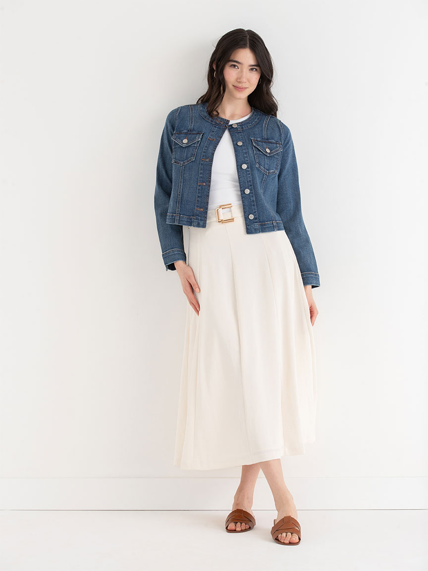 Collarless Denim Jacket