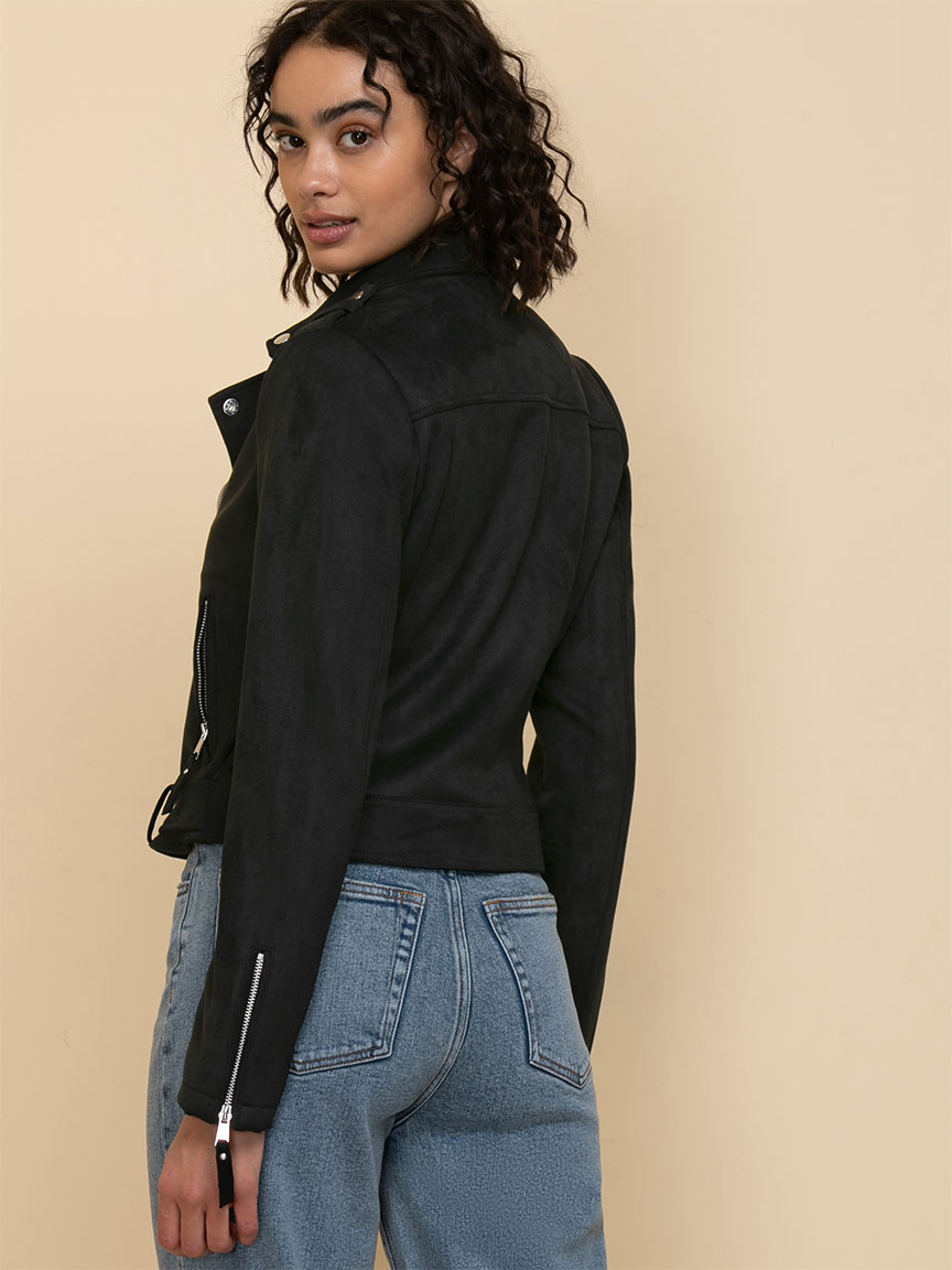 Faux Suede Motorcycle Jacket