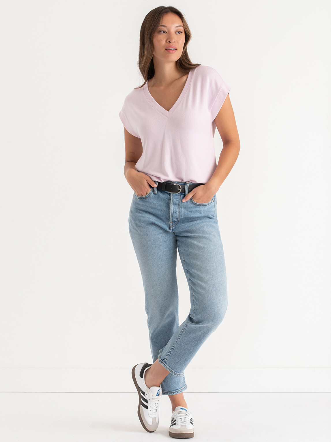V-Neck Knit Hacci Top