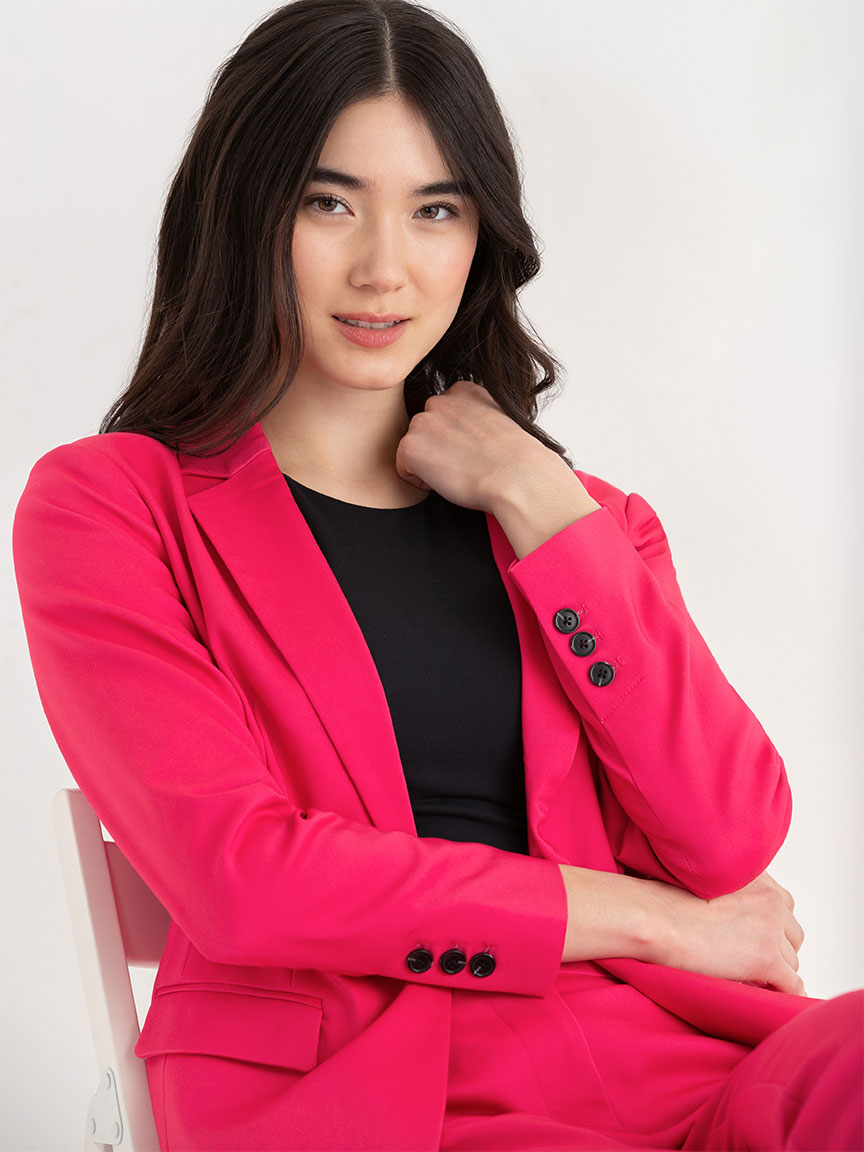 Single Button Cotton Sateen Blazer