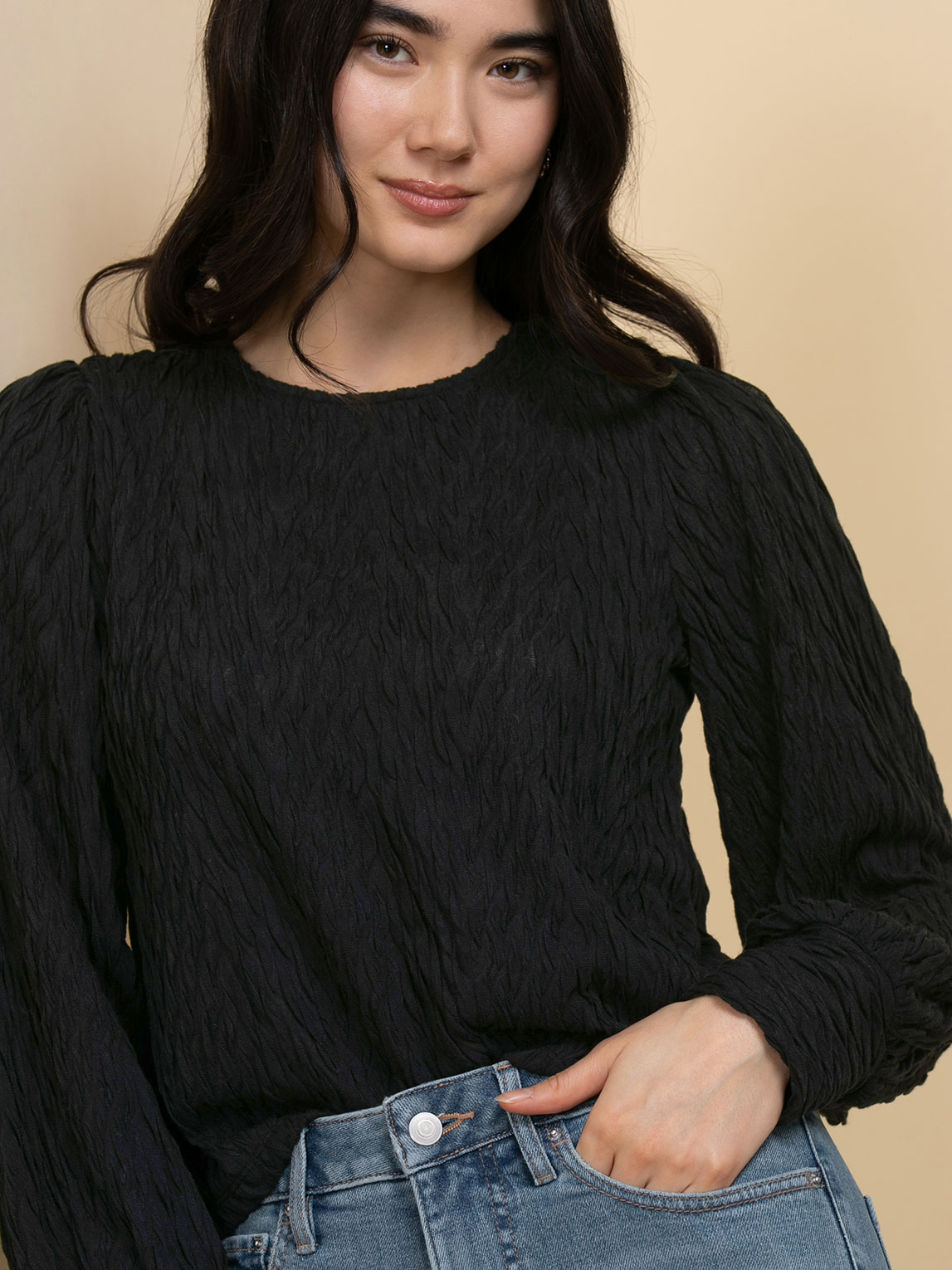 Long Sleeve Textured Knit Top