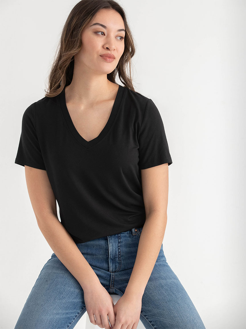 Short Sleeve Modal V-neck Shirt