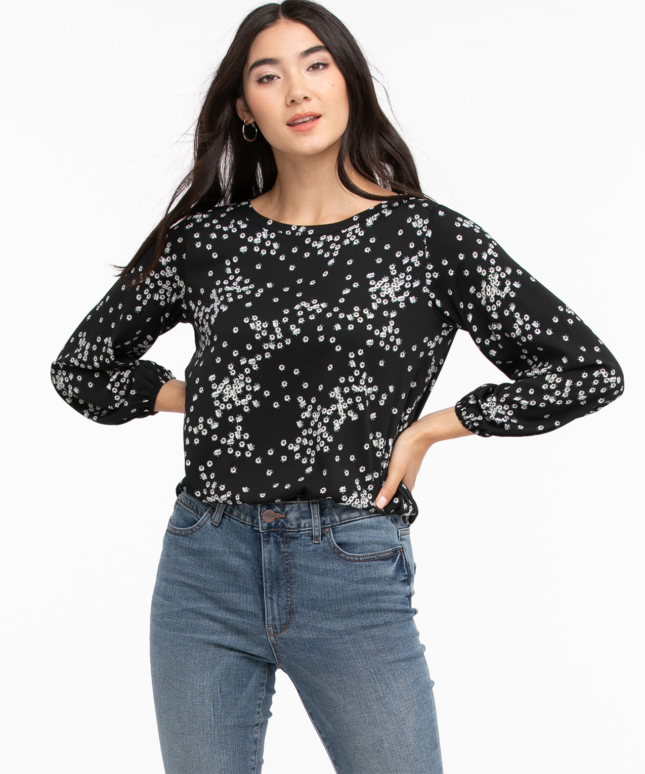 Voluminous Sleeve Scoop Neck Blouse