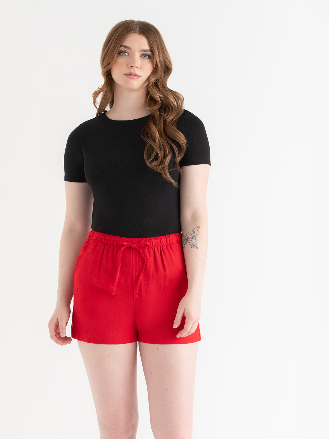 Short Sleeve Ribbed Crew Neck Top | Rickis