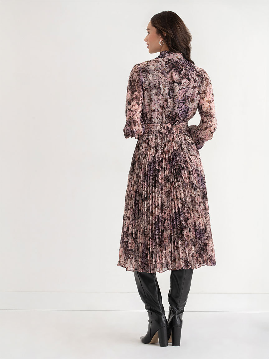 Long Sleeve Pleated Maxi Dress
