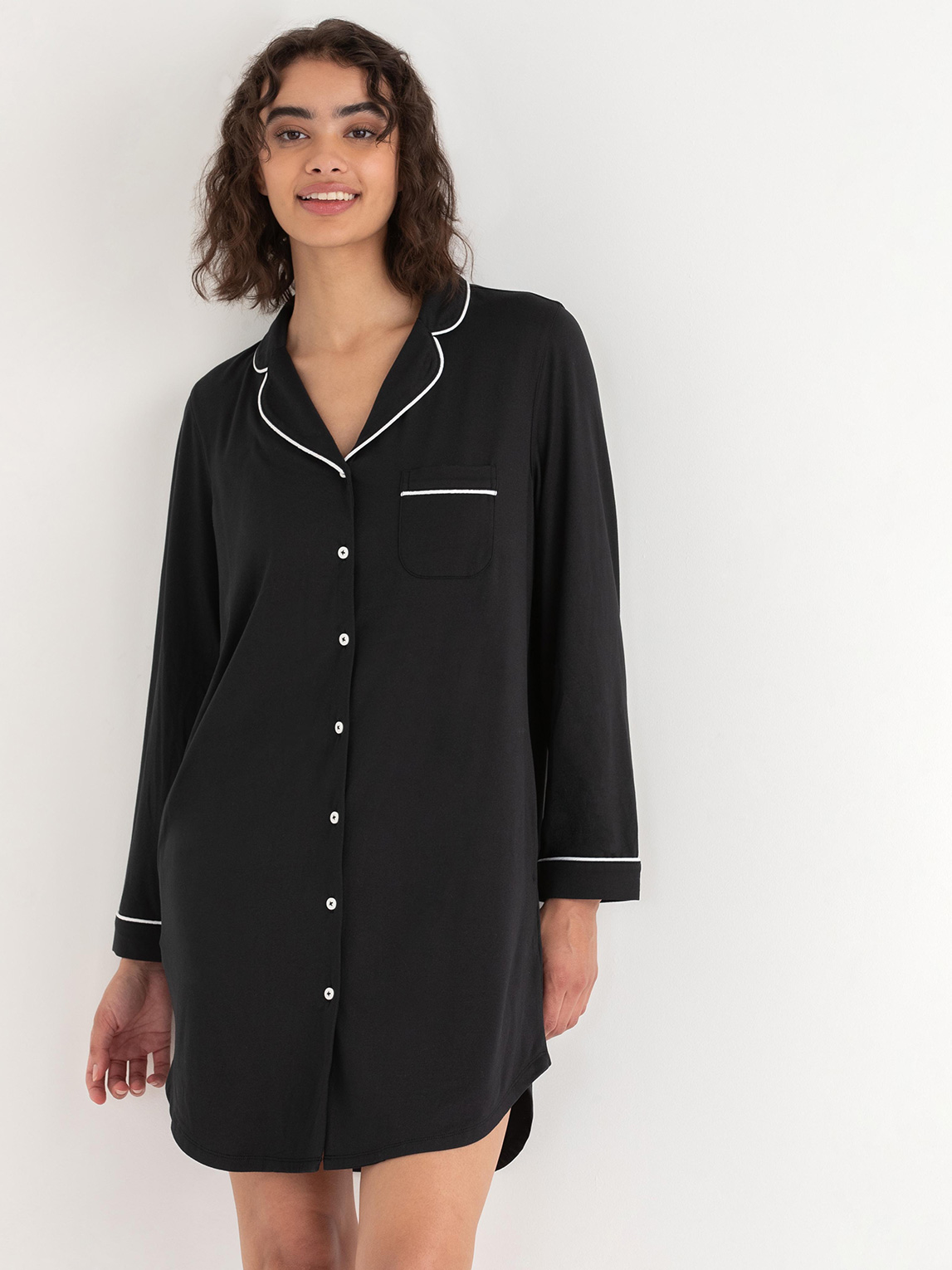 Long Sleeve Button-Down Sleep Shirt