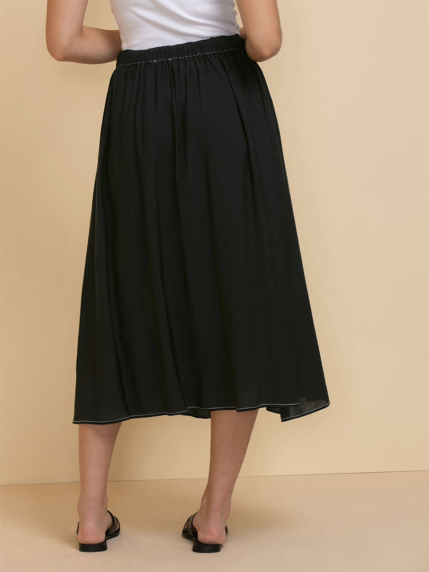 Button Front Midi Skirt