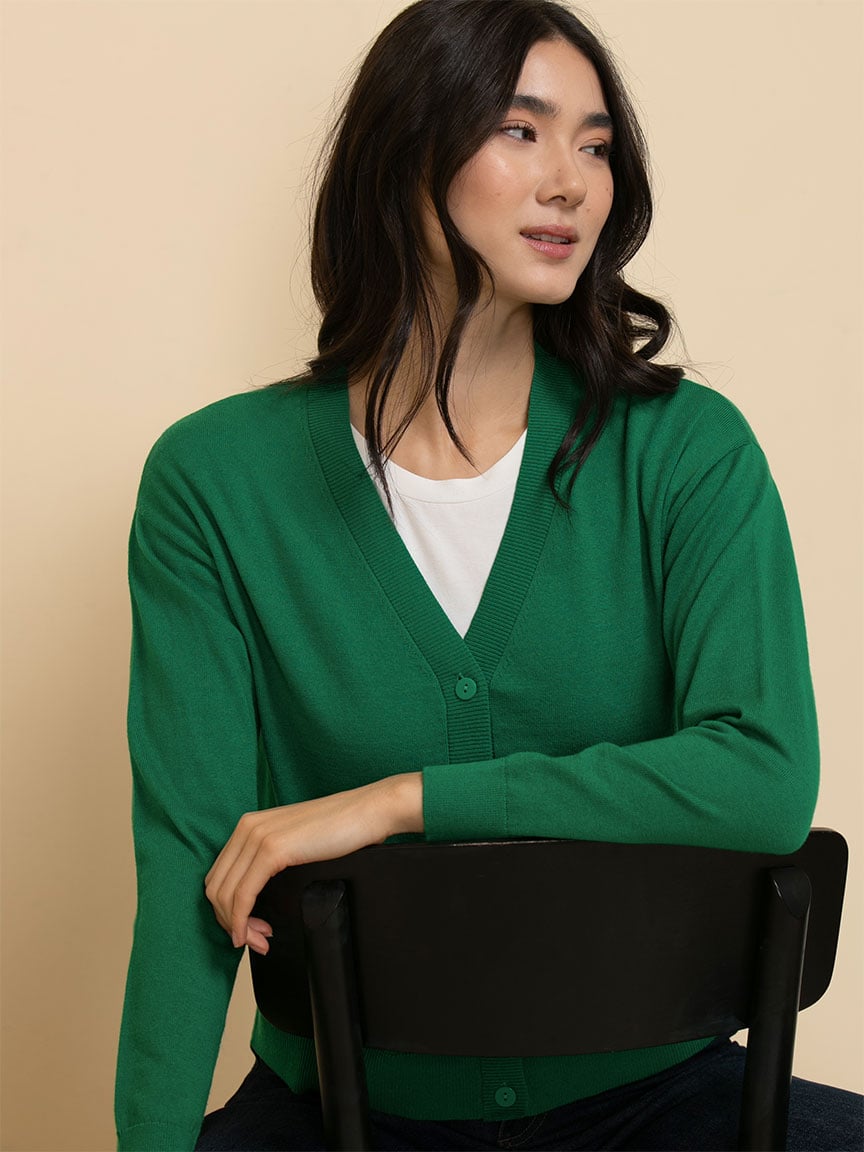 Button-Up Cashmere-Blend Cardigan Sweater