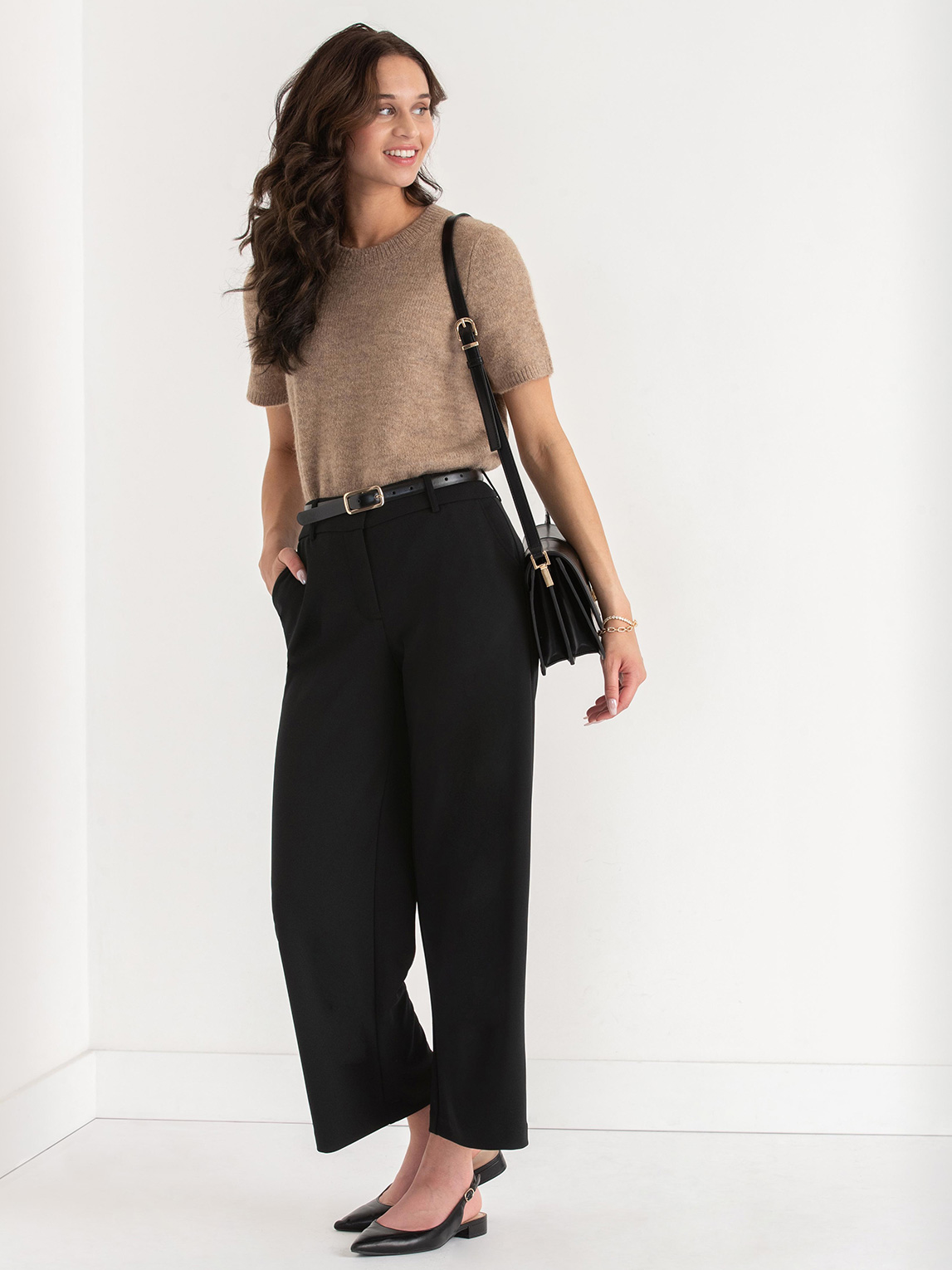 Weslee Wide Crop Pant Scuba Crepe