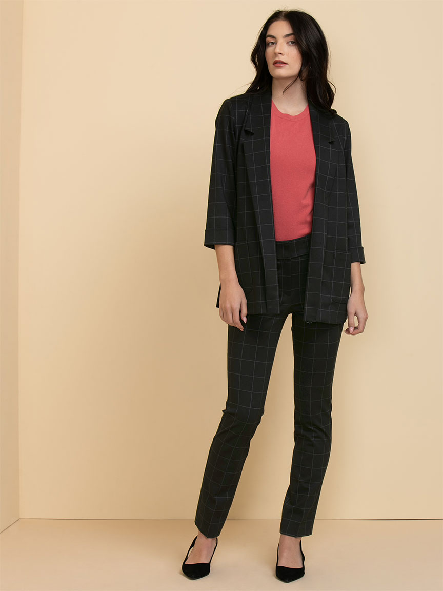 Spencer Straight Leg Pants Windowpane Luxe Ponte