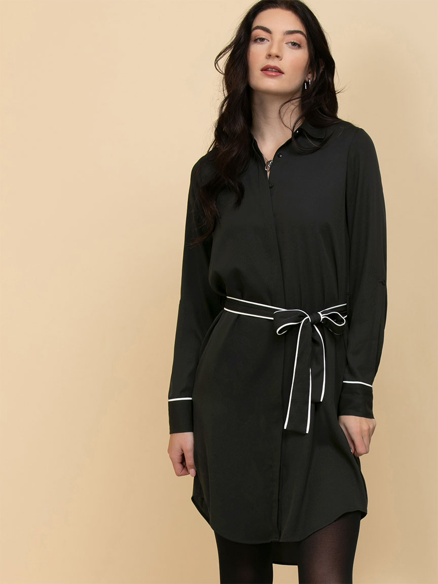 Long Sleeve Belted Shirtdress