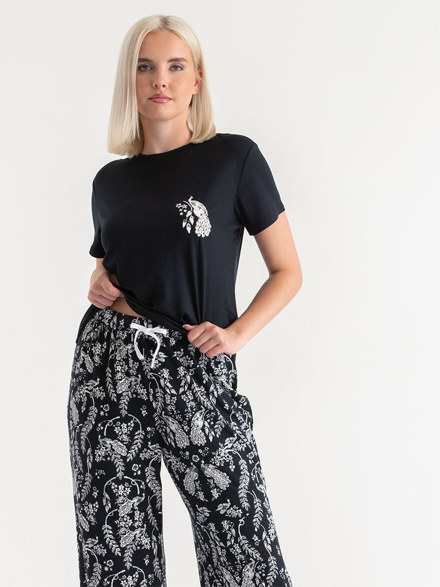 T-Shirt and Print Pants Pajama Set