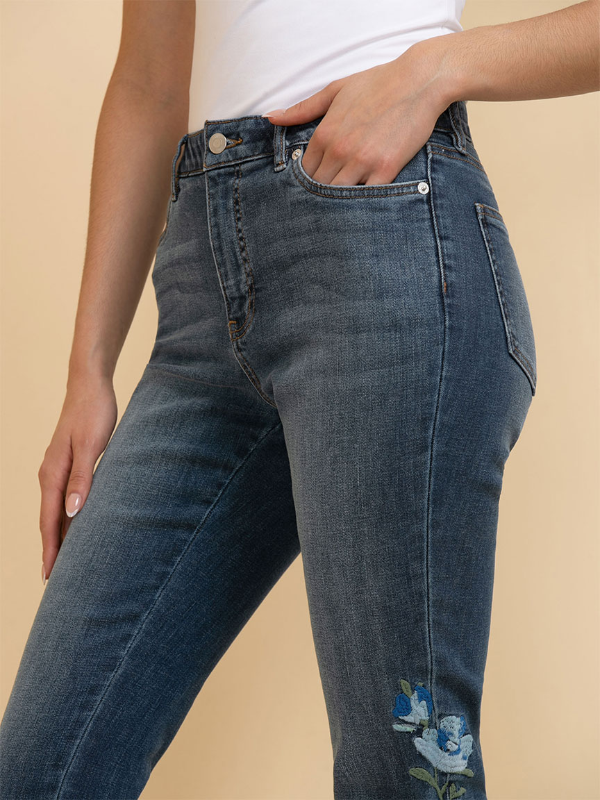 Skylar Skinny Ankle Jeans with Embroidery