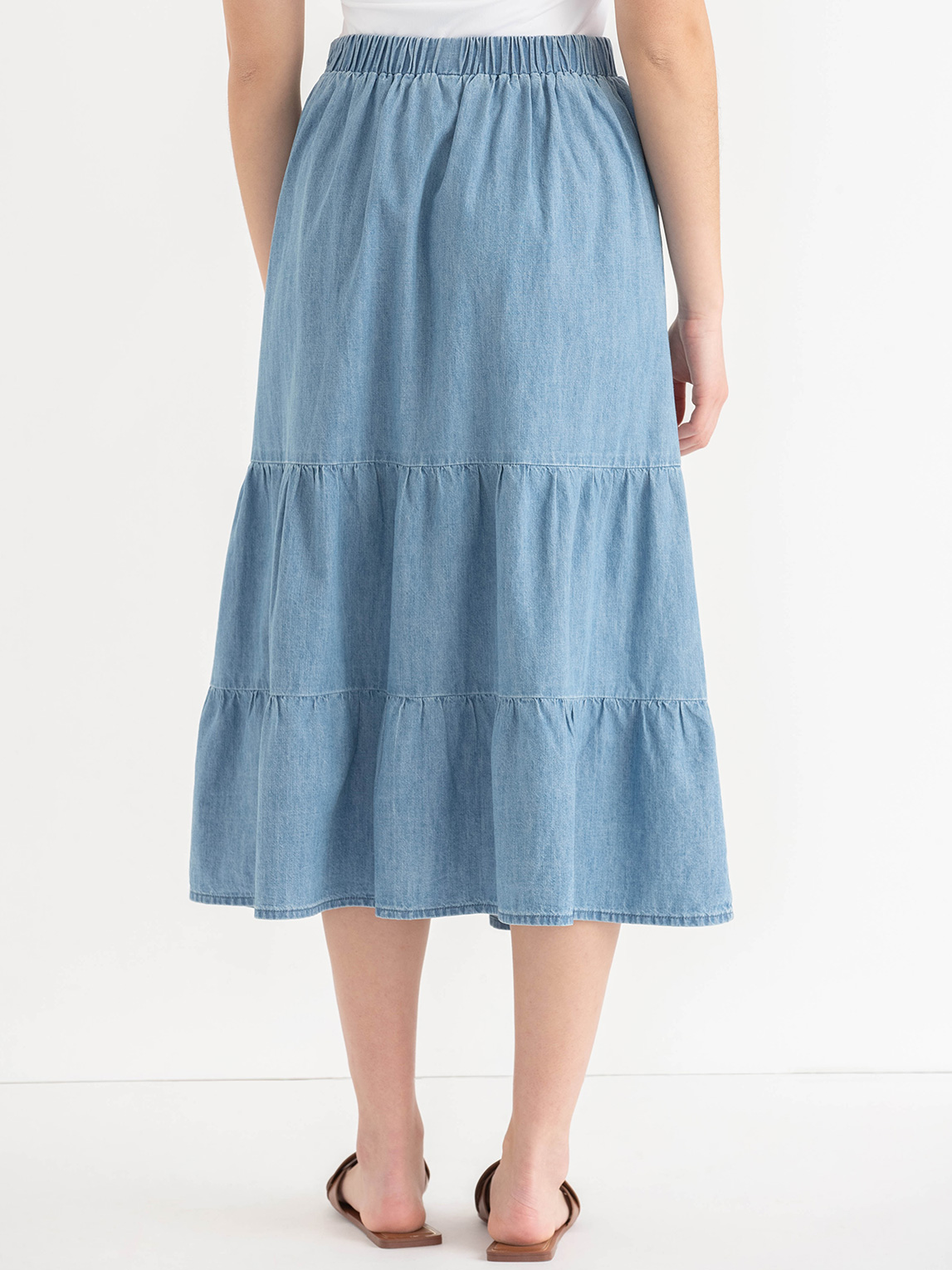 Tiered Denim Skirt