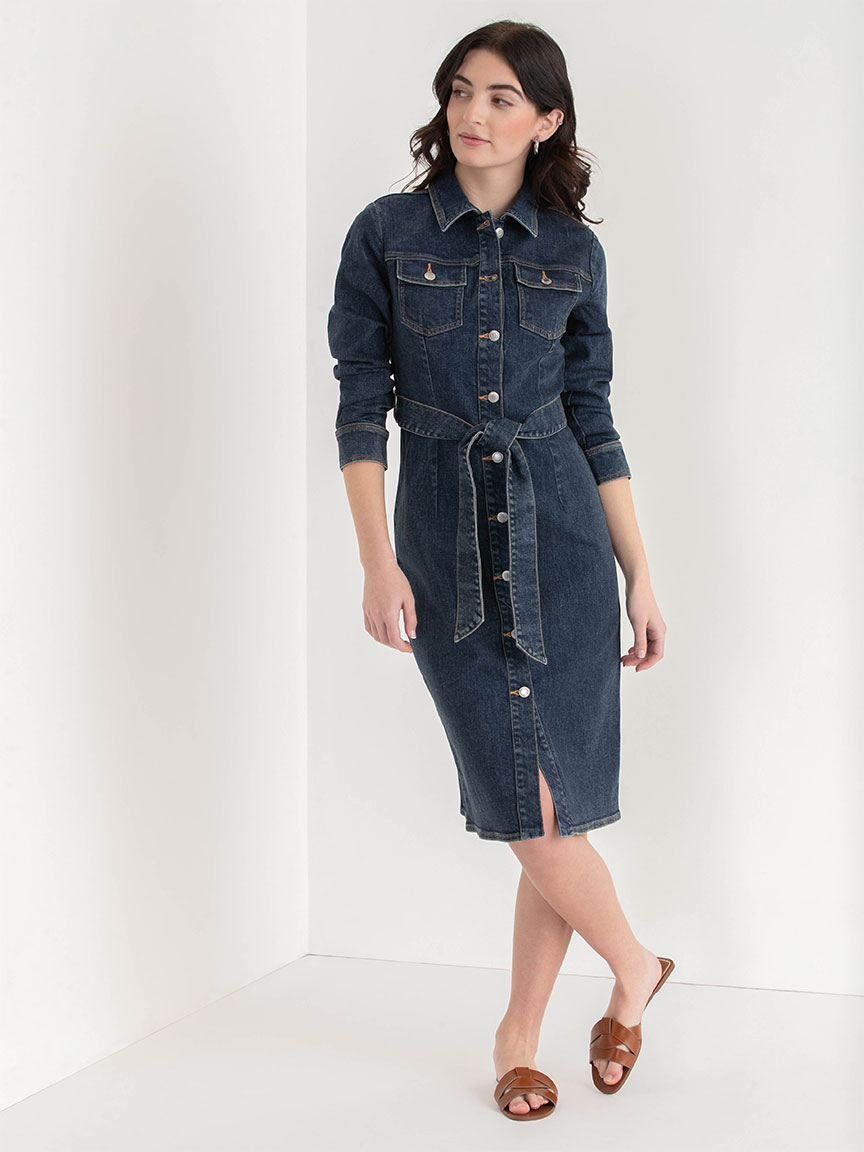 Long Sleeve Denim Midi Dress