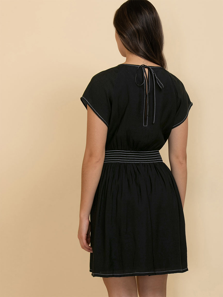 Smocked Waist Dress with Flutter Sleeves
