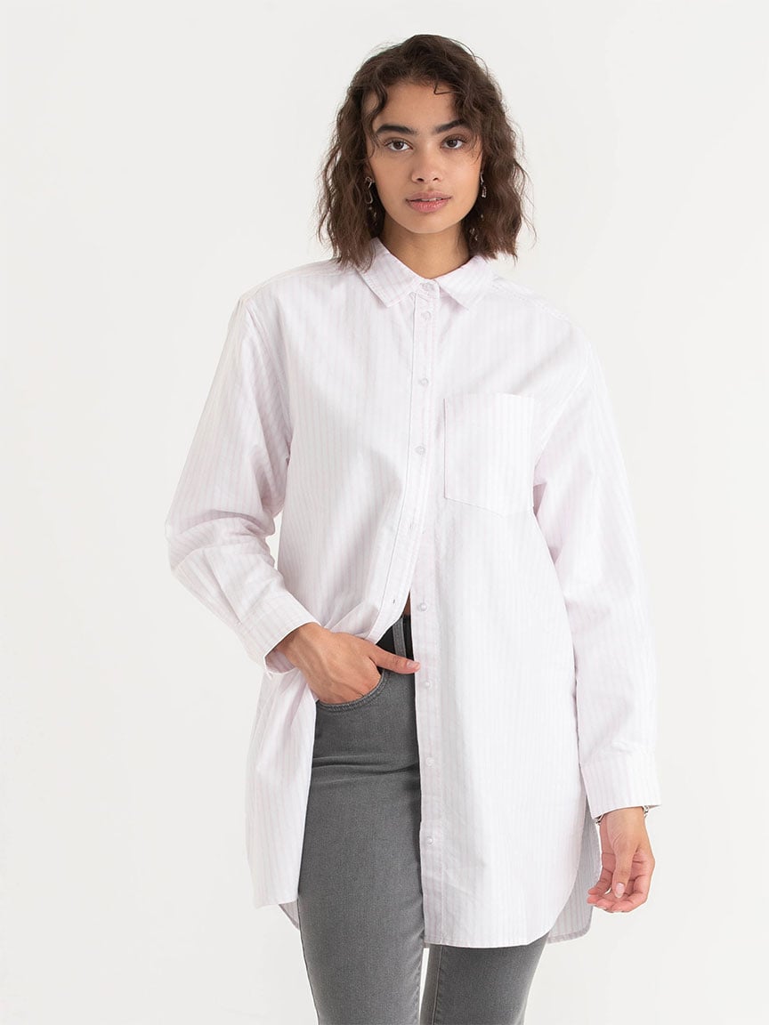Relaxed Tunic Length Cotton Shirt