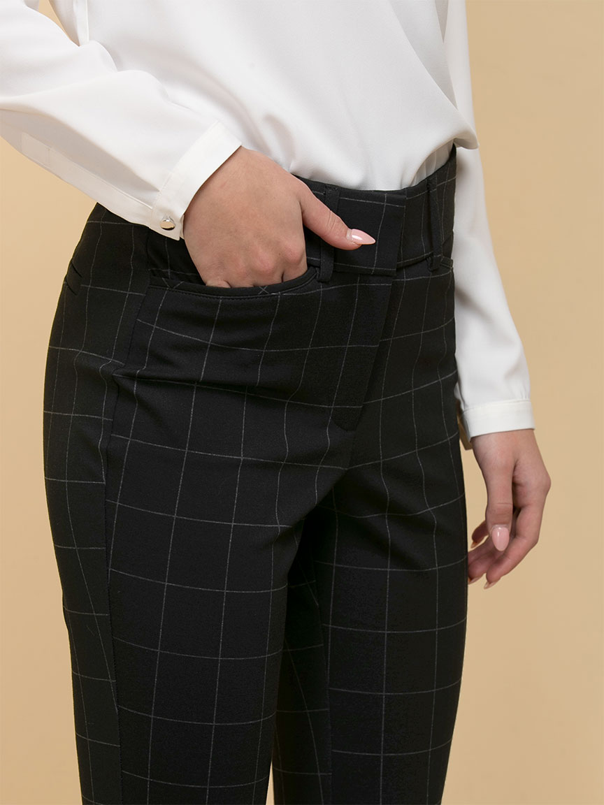 Spencer Straight Leg Pants Windowpane Luxe Ponte