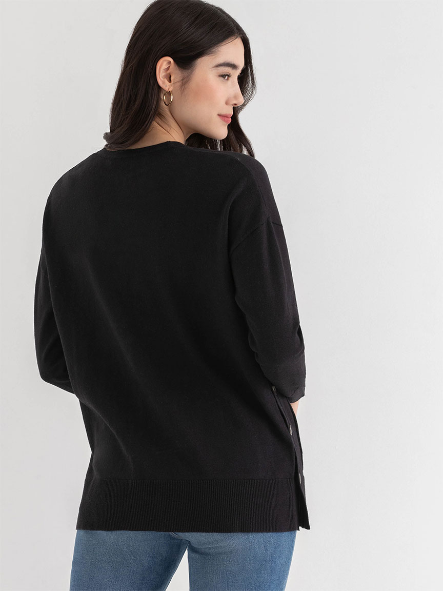 Relaxed Linen-Blend Open Front Cardigan