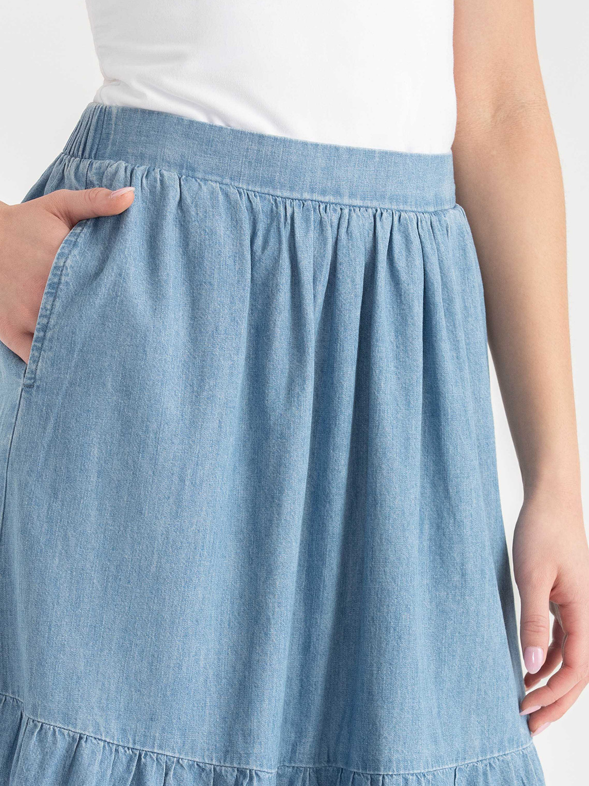 Tiered Denim Skirt