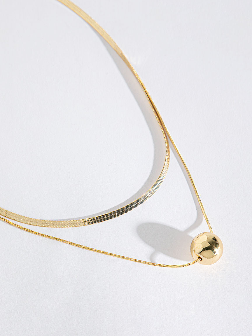 14K Gold Plated Sphere Pendant Layered Necklace